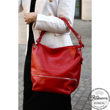 Кожаная женская сумка "Бэлла" (красная гладкая кожа)